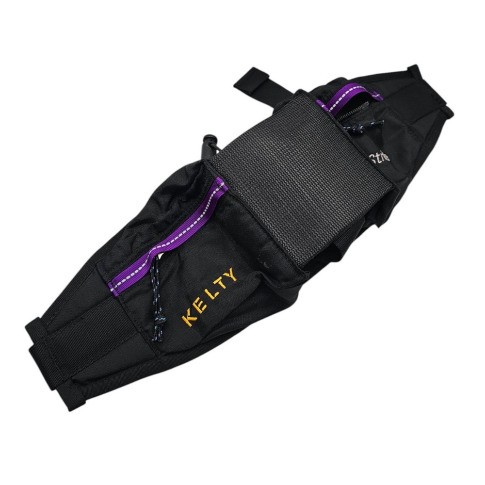 Kelty Stride hiking fanny pack in black with purple trim